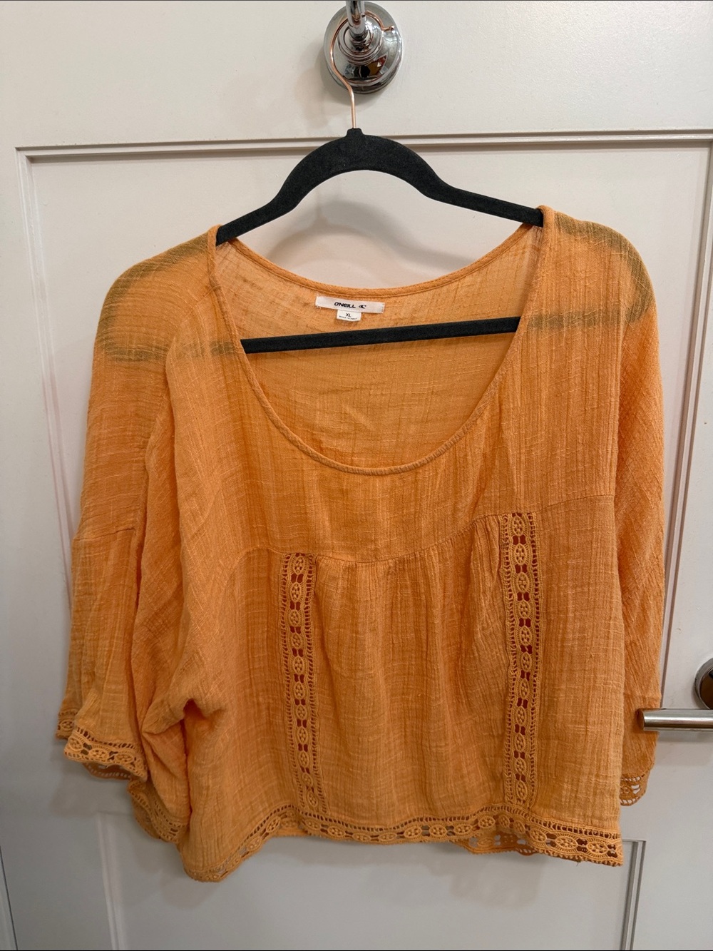 O'Neill Orange Crochet-Trim Scoop Neck Tunic